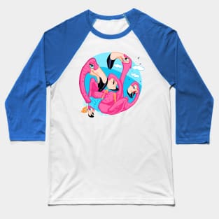 Crazy  pink family flamingo Baseball T-Shirt